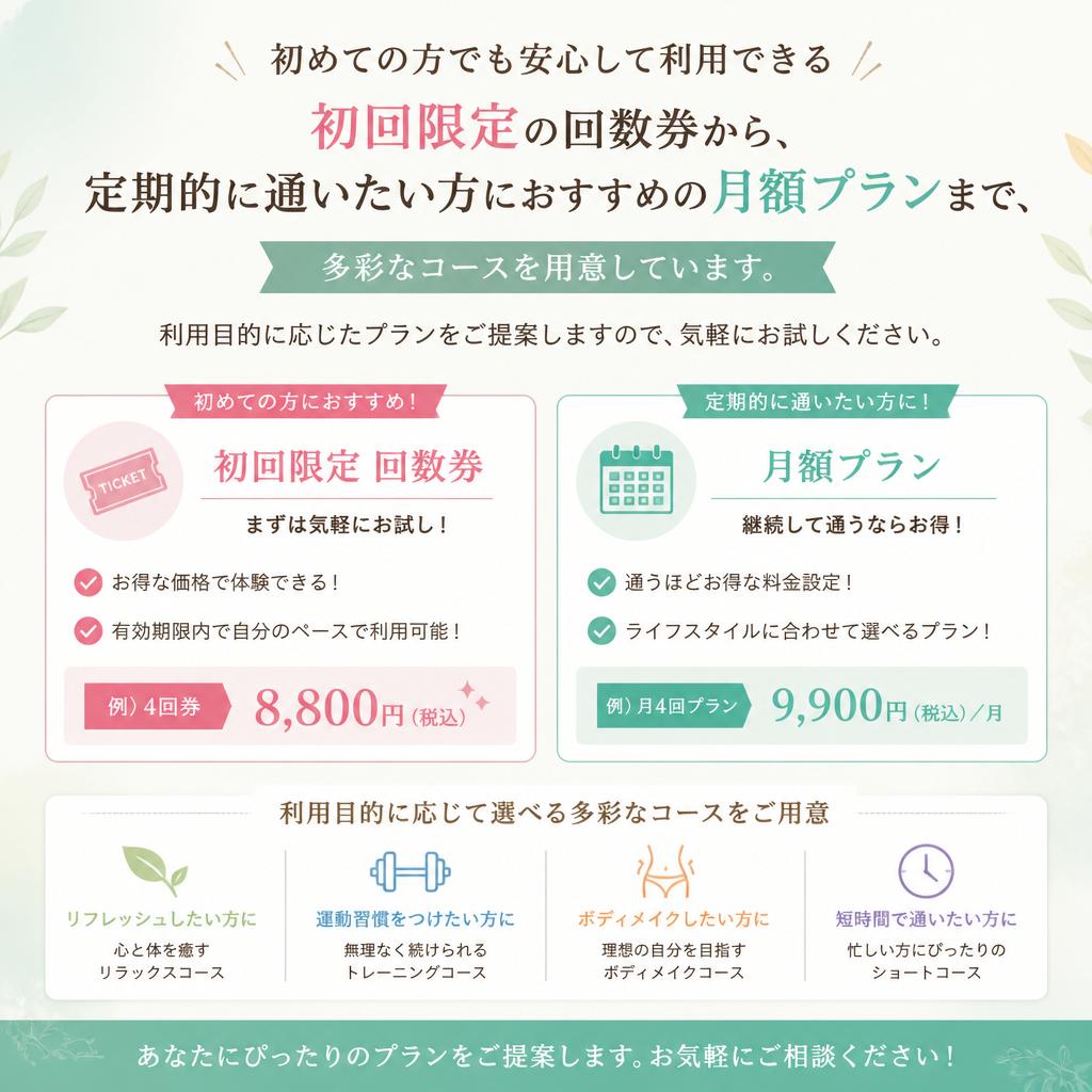 お得なコースと柔軟な利用プラン